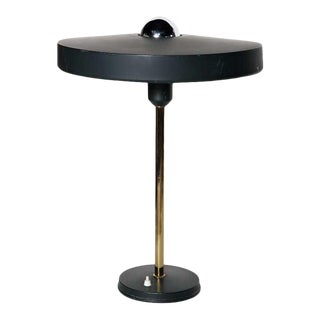 Larger Louis Kalff for Philips Forest Green & Brass Timor Lamp For Sale