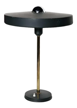 Larger Louis Kalff for Philips Forest Green & Brass Timor Lamp