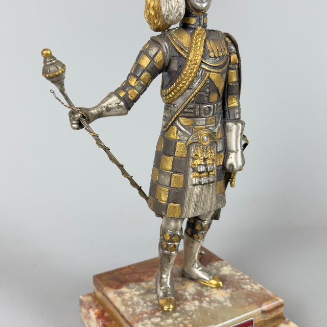 Metal English Band Major Bronze Sculpture Statue on Marble Base, 1960s For Sale - Image 7 of 15