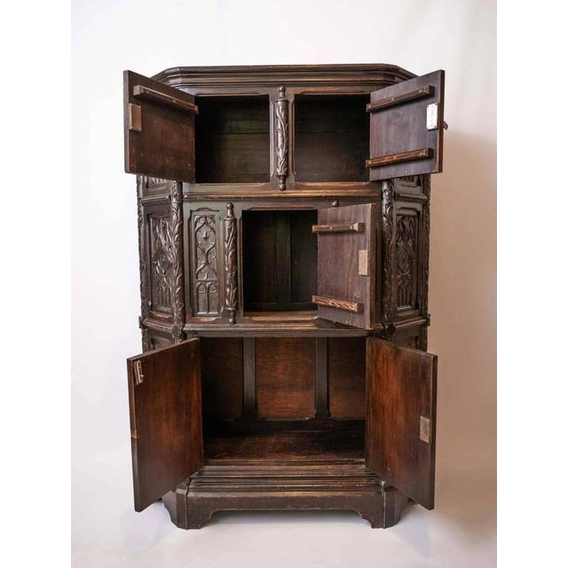 Neo-Gothic Carved Oak Cabinet For Sale - Image 10 of 10