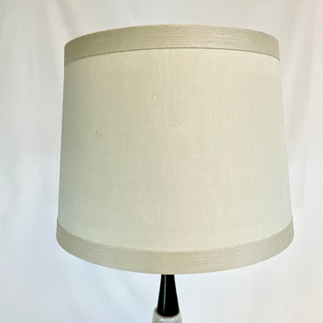 Ceramic 1960s Mid-Century Modern Boho Chic Geometric Ceramic Table Lamp, New Shade. For Sale - Image 7 of 12