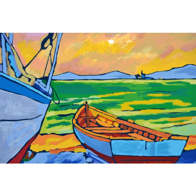 Poezia Marina, Spain - Fauvist Landscape - Limited Edition Screenprint #12/150 by Guido Lopez For Sale - Image 4 of 6