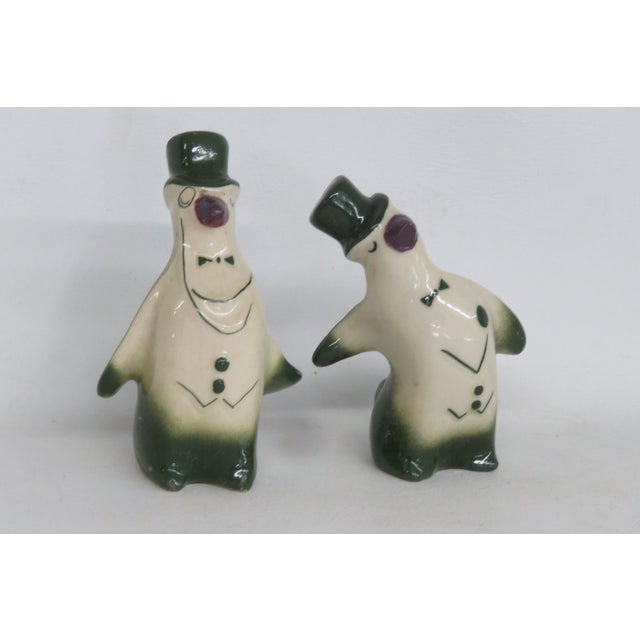 Vintage Ceramic Penguins in Tuxedos and Top Hats Salt and Pepper Shakers Pair 4494b For Sale - Image 16 of 17