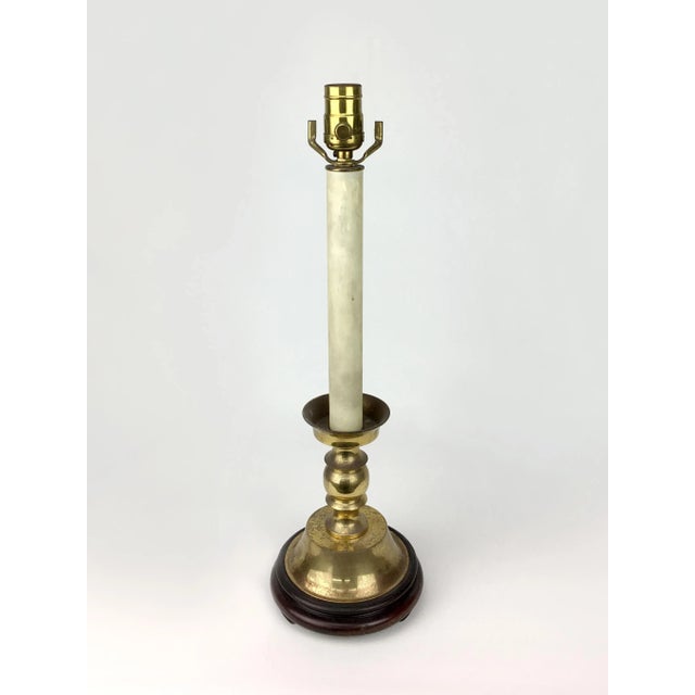 1970s Traditional Brass Candlestick Study Lamp For Sale - Image 4 of 4