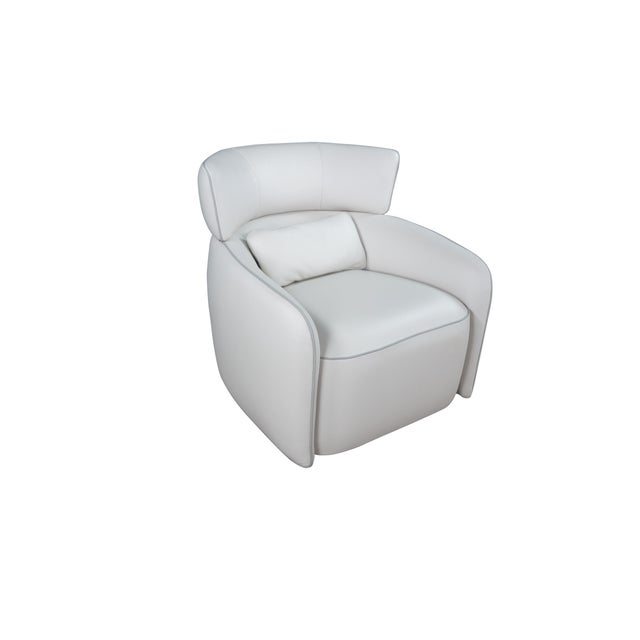 Mid-Century Modern Alberta Italian Modern Leather Mina Swivel Armchair Library Club Reading Chair For Sale - Image 3 of 18