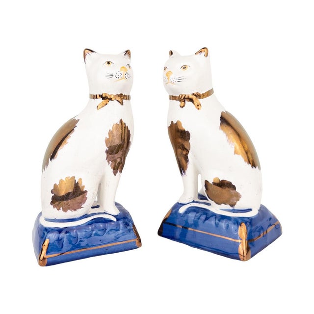 19th Century English Staffordshire Pottery Cat Pair For Sale - Image 10 of 10