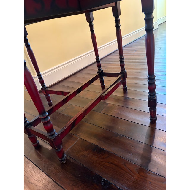 Vintage Antique Gateleg Drop-Leaf Table Red Lacquer For Sale - Image 9 of 10