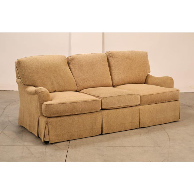 High Quality American Made Henredon Upholstery Collection Sofa Featuring A Three Cushion Seat With Rolled Arms And Skirted...