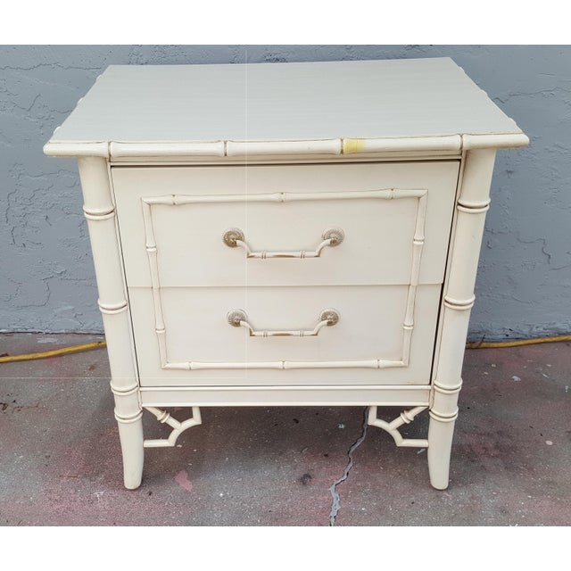 Mid 20th Century Thomasville Allegro Fretwork Faux Bamboo Nightstand