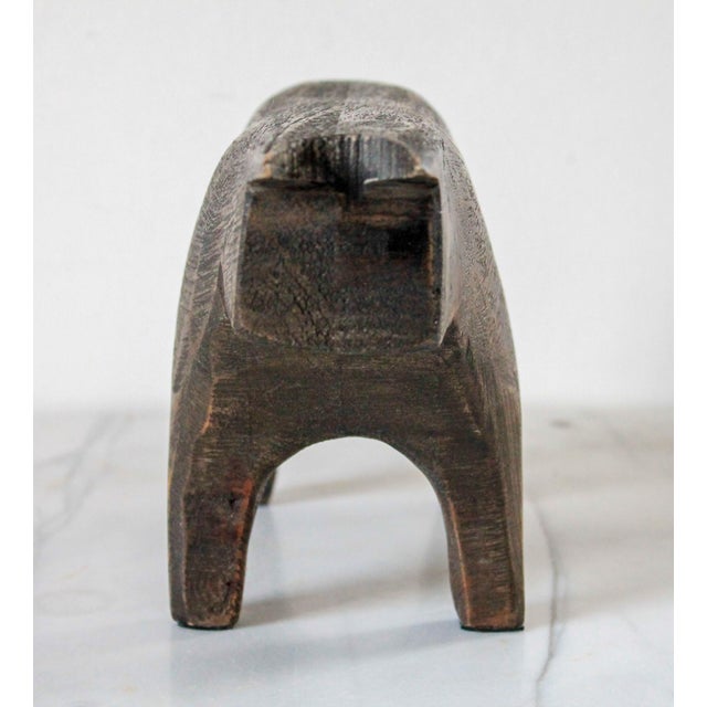 Hand Carved Crate and Barrel Brown Wood Bull Figurine Sculpture For Sale - Image 9 of 13