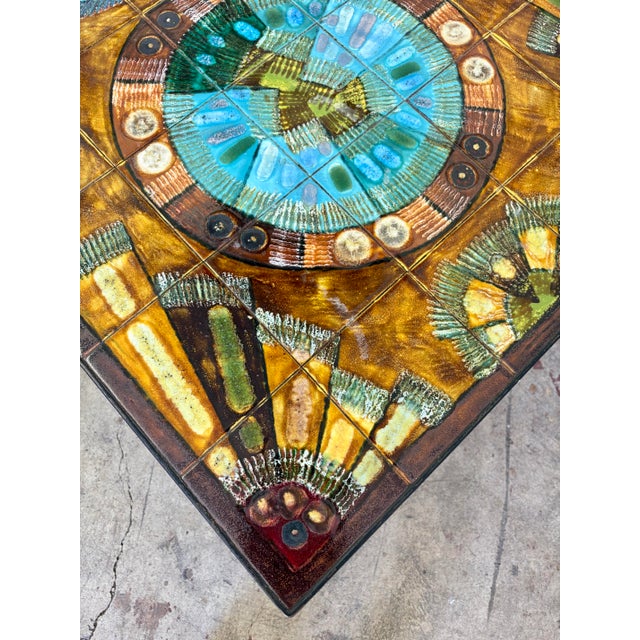 Vintage XL Coffee Table by Knud Michel With Metal Frame and Tiles For Sale In New York - Image 6 of 12