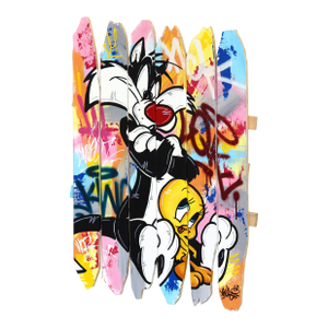 Bickering - Vibrant Colorful Pop Art Painting W/ Cartoon Characters Original Artwork by Naguy Claude