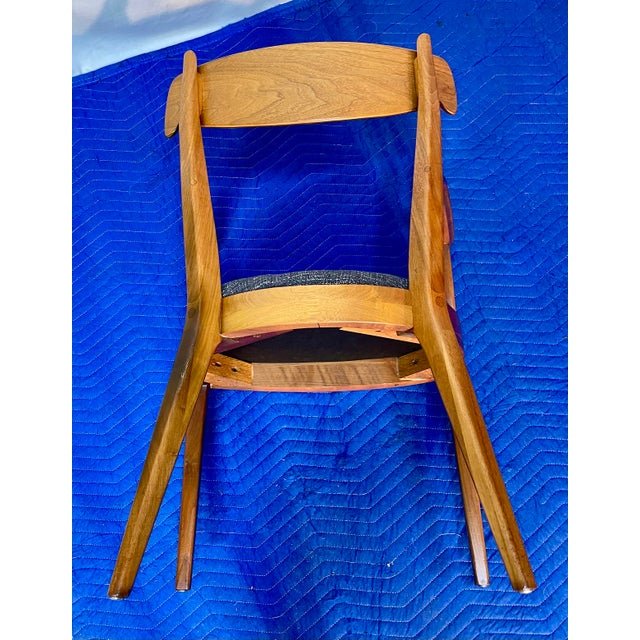 Brown Vintage Kipp Stewart for Drexel Declaration Sculpted Walnut Armchairs - Pair (Newly Restored & Upholstered in Knoll Fabric) For Sale - Image 8 of 17