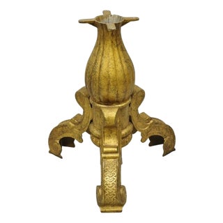 Vintage Baroque Style Gold Cast Aluminum Metal Tripod Pedestal Table Base For Sale