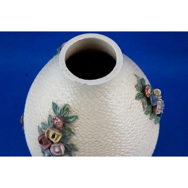 Blue 20th Century Ceramic Vase with Flowers in Relief from the Ilsa Factory, Albisola, Italy, 1920s For Sale - Image 8 of 18