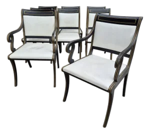 1950s Kittinger Set of 8 Ebonized & Gilt Neoclassical Dining Chairs