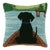 Black Lab in Canoe Hook Pillow, 14" x 14" For Sale