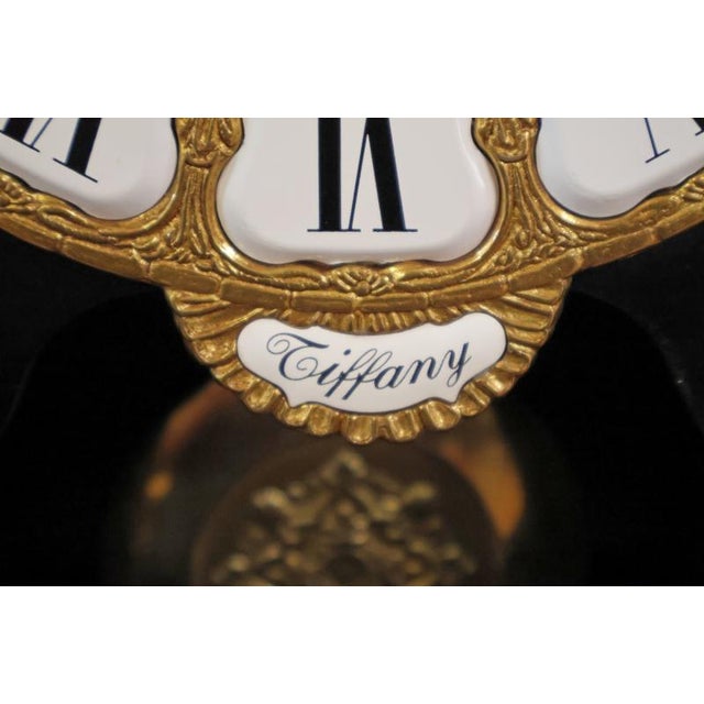 1980s Inlaid Italian Rococo Tiffany & Co Musical Mantel Clock With Matching Pedestal For Sale - Image 9 of 15