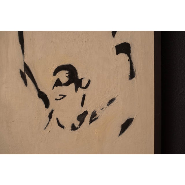 Wood Vintage Large Abstract Basketball Black and White Canvas Wall Art Painting For Sale - Image 7 of 14