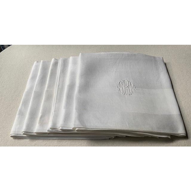 1900 - 1909 Antique French Linen Dinner Napkins, Monogrammed, Set of 6 | C. 1900s For Sale - Image 5 of 18