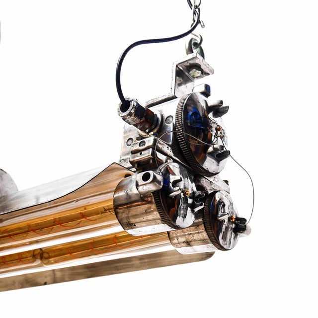 Silver Aluminum Cast Explosion-Proof Fluorescent Light, 1970s For Sale - Image 8 of 18
