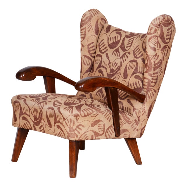 Art Deco Walnut Armchair attributed to Jan Vaněk, 1930s For Sale
