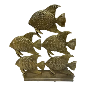 Vintage Brass School of Fish Sculptural Table Decor