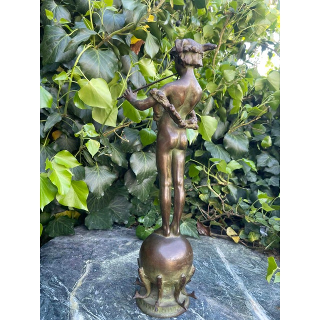 Antique Bronze Sculpture “Pan of Rohallion” by Frederick William MacMonnies (1890) Description: A striking and highly...