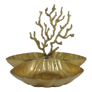 Brass Centerpiece in the Shape of Coral and Shells, 1950s For Sale