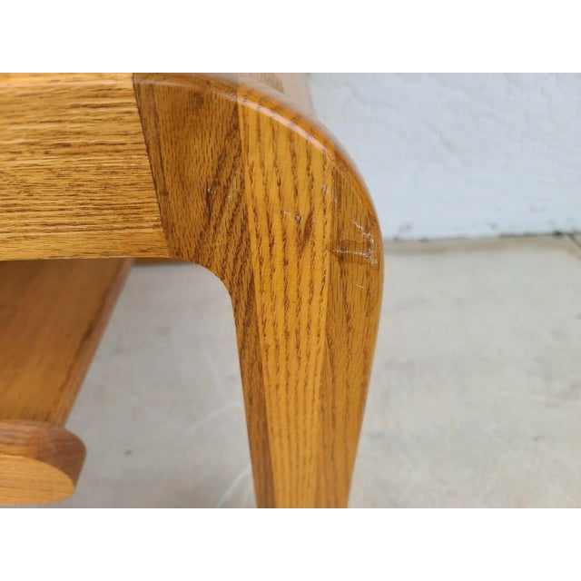 70's MCM Hodges Mersman Oak Smoked Glass End Tables- Set of 2 For Sale - Image 9 of 10