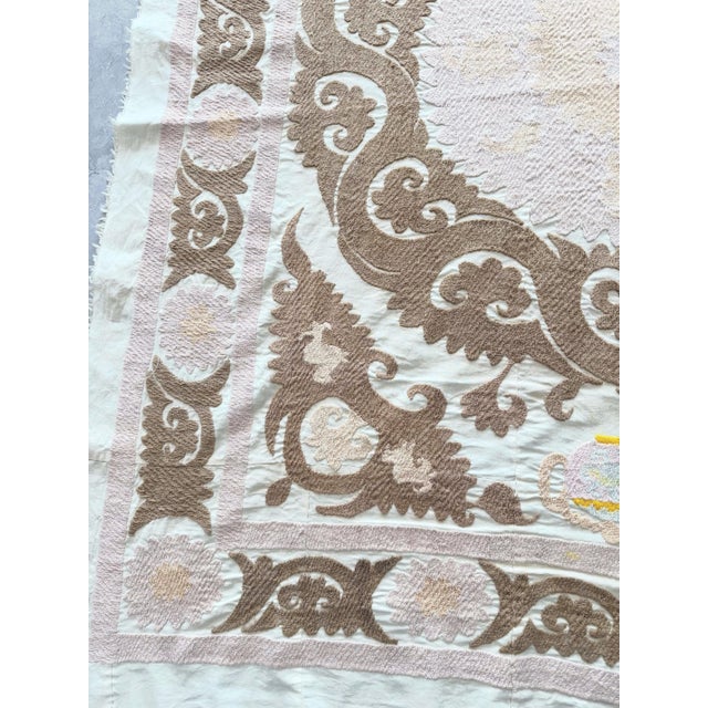 Central Asian Suzani Tablecloth - Vintage Embroidered Textile For Sale - Image 4 of 9
