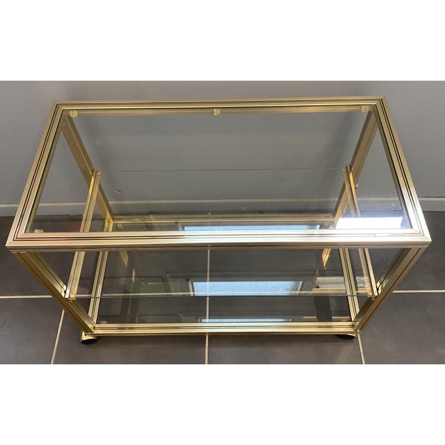 Vintage Storage Unit in Gold-Plated Metal and Glass by Pierre Vandel, 1970s For Sale - Image 13 of 16