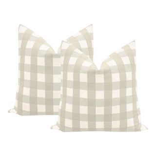 22" Stone Country Check Pillows - a Pair For Sale