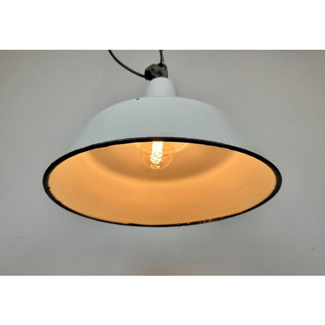 Large Industrial White Enamel Factory Pendant Lamp from Zaos, 1960s For Sale - Image 17 of 18