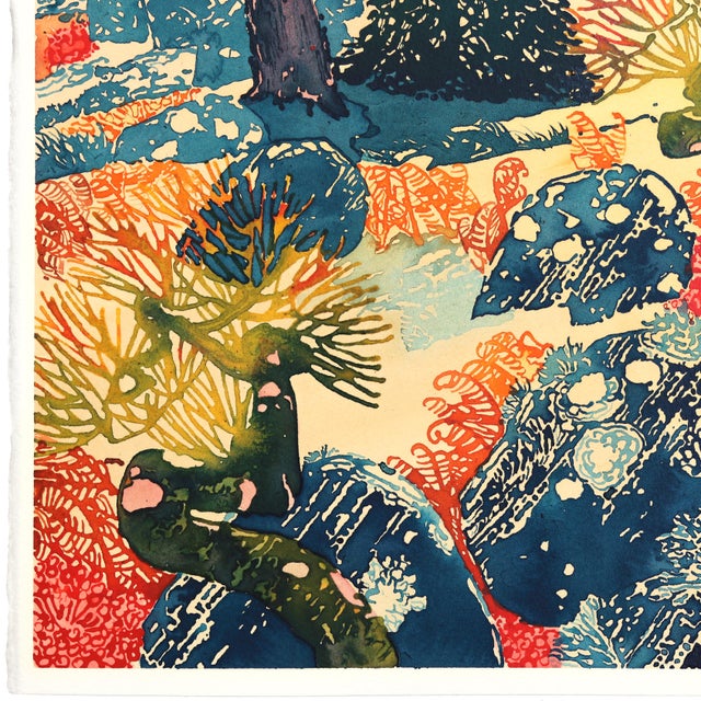 Contemporary Blue Drift - Original Blue Organic Abstract India Ink Artwork on Archival Cotton Paper For Sale - Image 3 of 5