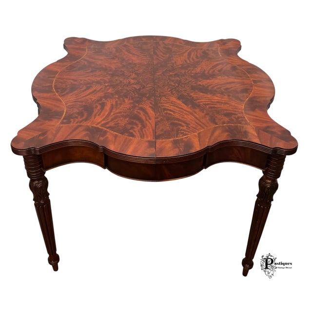 Vintage Henredon Regency Style Flame Mahogany Scalloped Extension Dining Table For Sale In Greensboro - Image 6 of 12