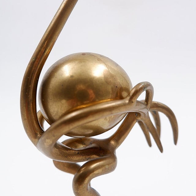 Gold Brass Ostrich Sculpture with Egg, 1970s For Sale - Image 8 of 14