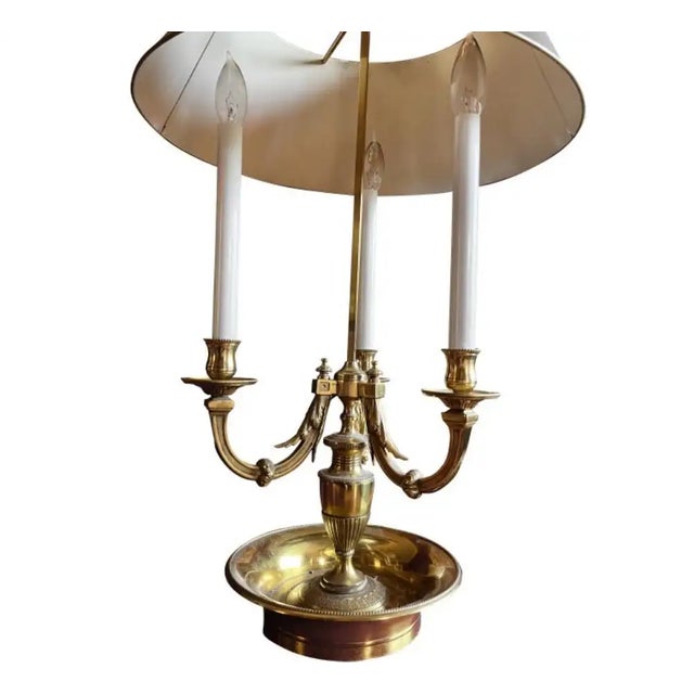 Mid 20th Century Pair of Neoclassical Style Brass Bouillotte Lamps For Sale - Image 5 of 7