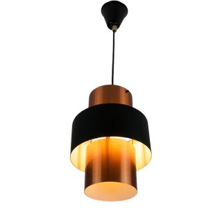 Copper and Black Pendant Lamp by Jo Hammerborg for Fog & Mørup, 1960s For Sale