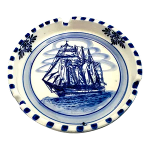 Vintage Royal Delft Blue and White Nautical Ship Catchall Ashtray
