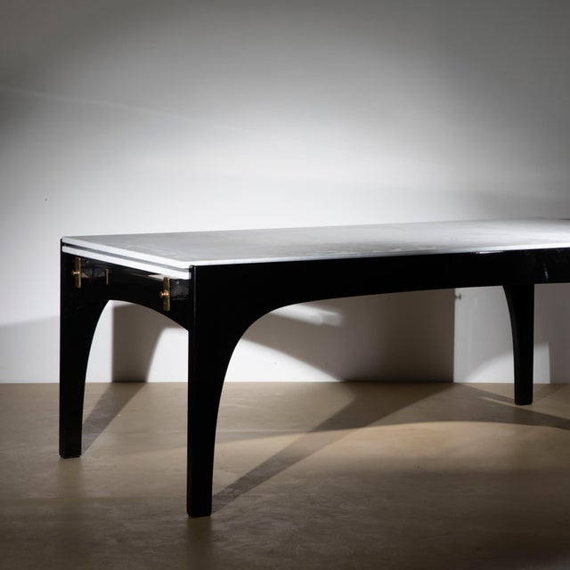 Large Extendable Marble and Lacquered Wood Dining Table by Ignazio Gardella for Misura Emme, Italy, 1985 For Sale - Image 10 of 11
