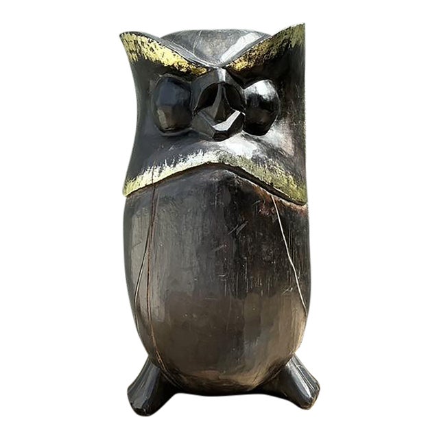Vintage Hand Carved Owl For Sale