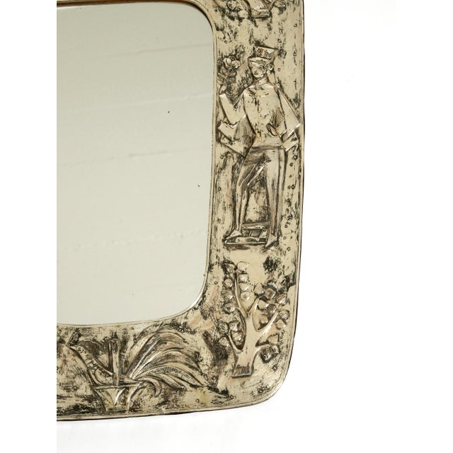 Mid-Century Modern Wall Mirror with Silver-Plated Frame, 1950s For Sale - Image 10 of 18
