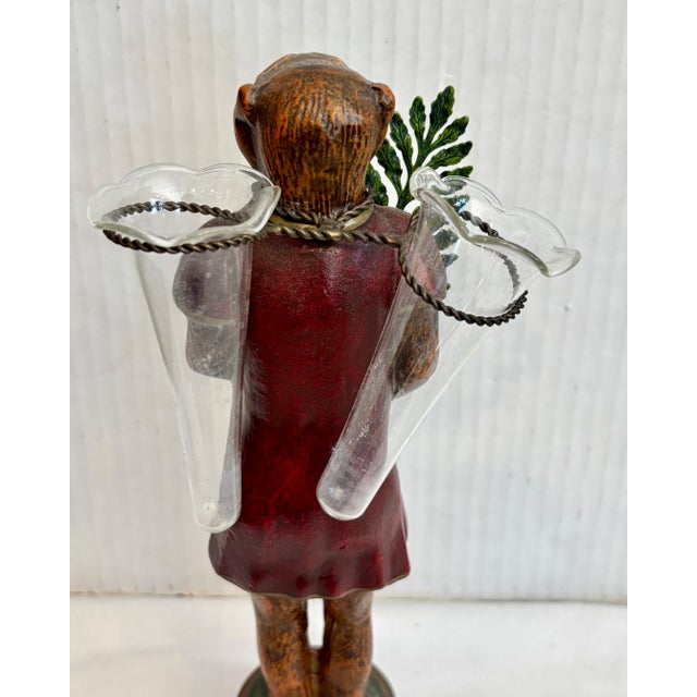 Metal 1960s Figural Monkey Rosey Flower Holder For Sale - Image 7 of 11