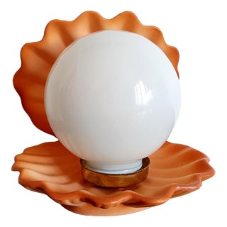 Vintage Seashell Lamp in Ceramic and Glass, 1980s For Sale