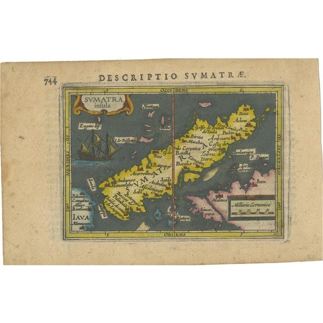 Map of Sumatra, Singapore and the Straits of Malacca after Bertius, 1616 For Sale - Image 8 of 8
