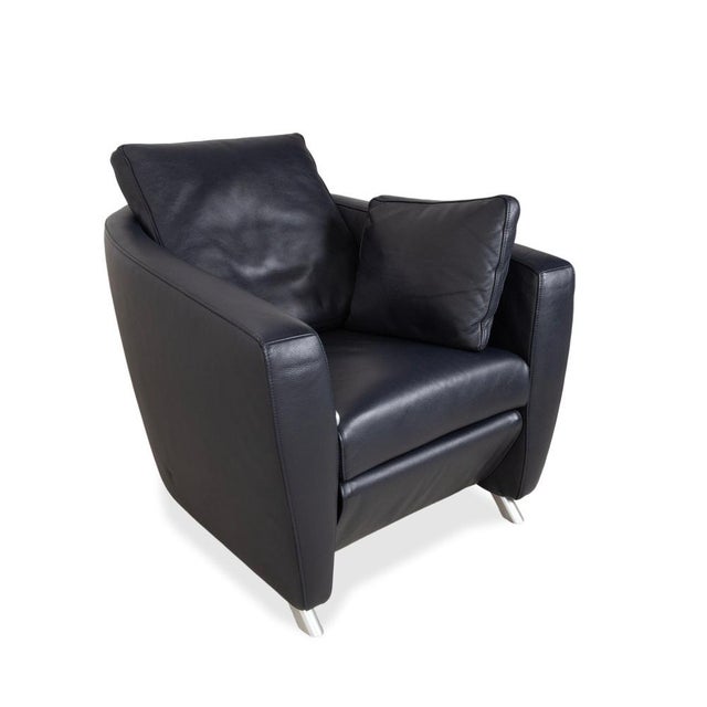 Modern Leather Club Chair from FSM Sesame For Sale - Image 3 of 17