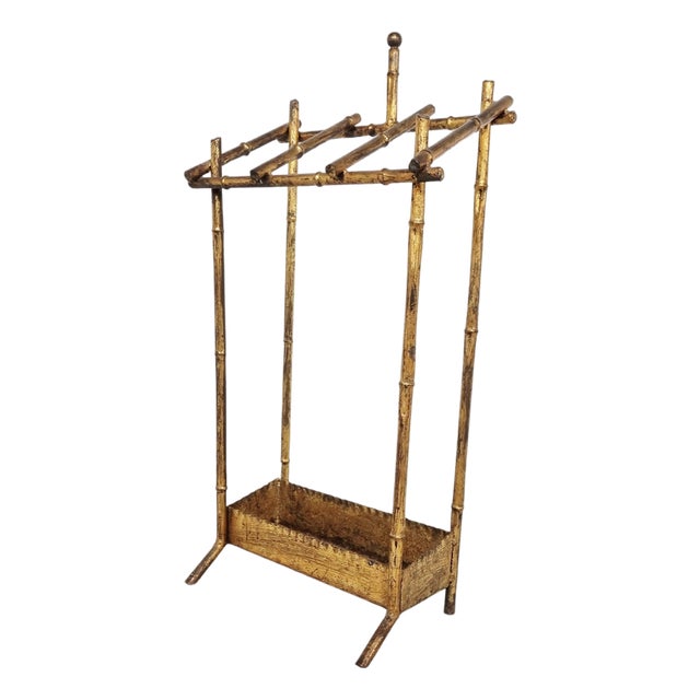 Chinoiserie Faux Bamboo Umbrella Stand, 1960s For Sale