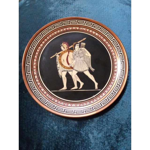 1980s Gorgeous Enamel on Copper Made in Greece Hand Painted Plate For Sale - Image 5 of 6