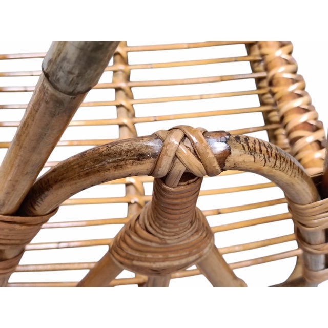 1960s Rattan and Bamboo Magazine Basket by F.lli Castano, Italy, 1960s For Sale - Image 5 of 9